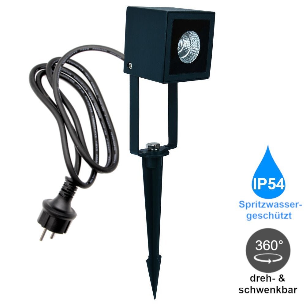 famlights | Vincent LED grondspot van aluminium in antraciet, 470 lumen