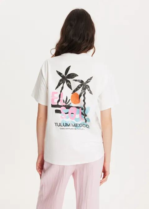T-shirt met print el sol wit (WIT)