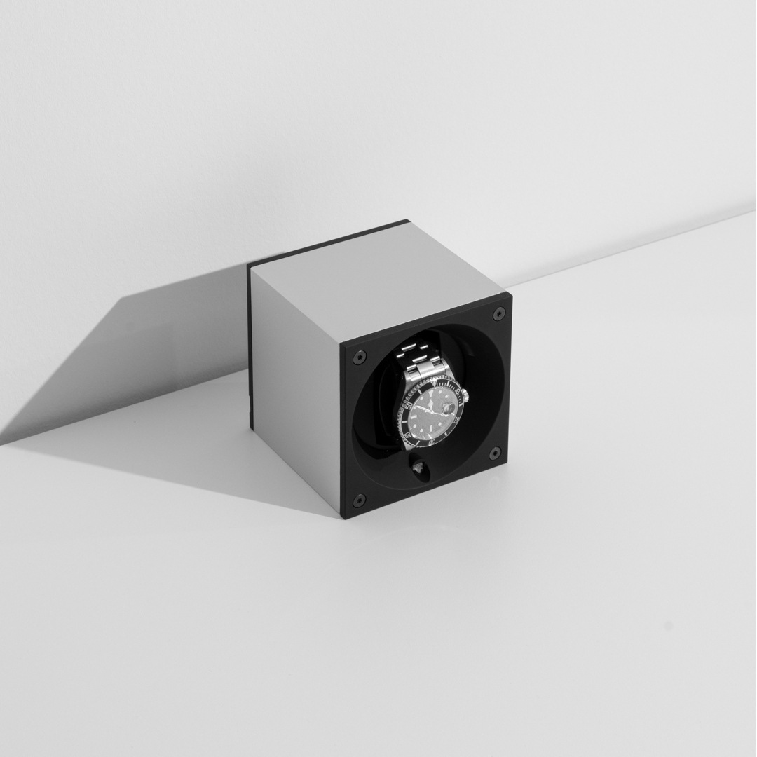 SwissKubik Masterbox Aluminium Silber - 1 Uhr