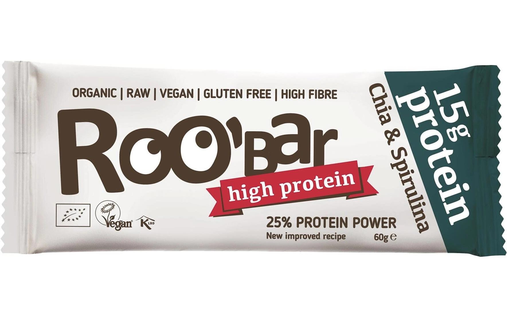 Rohkost Protein Riegel Chia & Spirulina 10 x 60 gBio-Riegel auf Basis von Datteln und Cashewkernen
