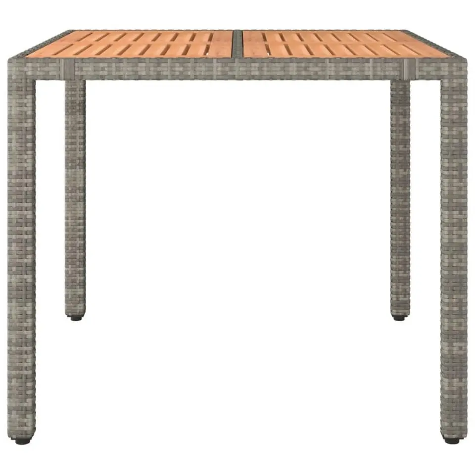vidaXL - Tuintafel Met Houten Blad - Grijs - Poly rattan en acaciahout