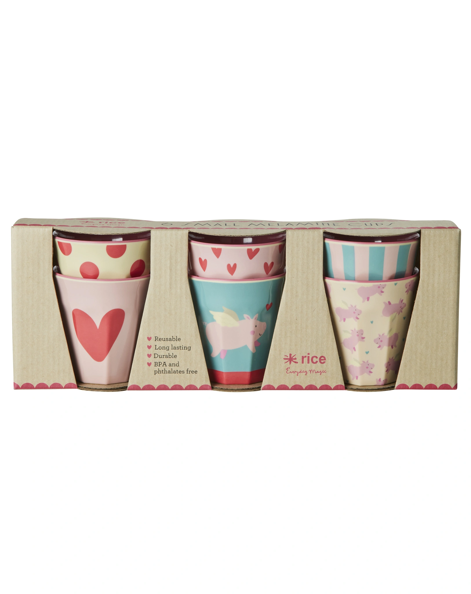 Melamin-Trinkbecher FLYING PIG small 6er-Set in pink