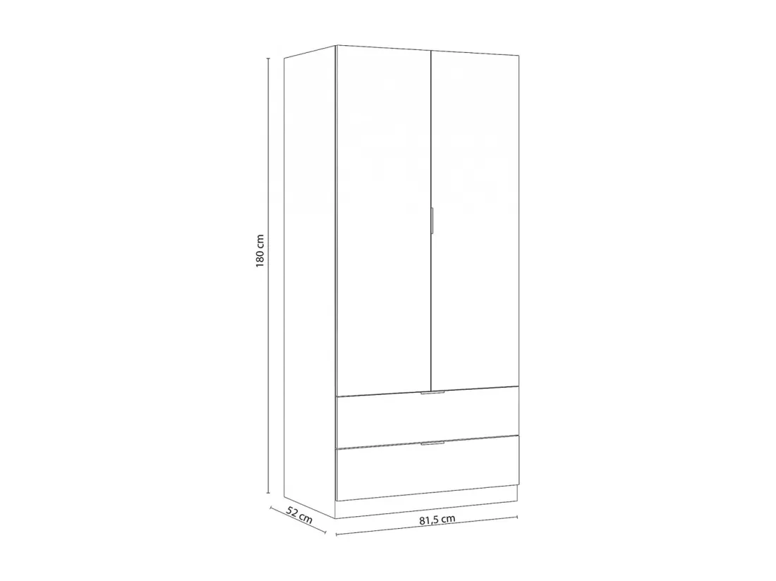 Armoire avec 2 tiroirs et 2 portes coloris Blanc en mélamine - Dim: 180 x 81 x 52 cm.