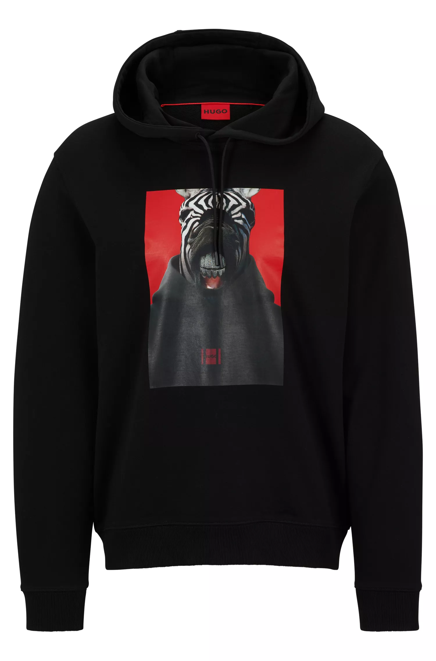 Moletom HUGO vermelho com estampa gráfica em algodão French Terry.