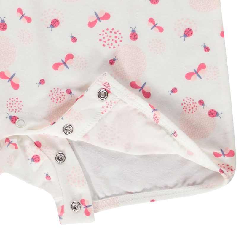 Lot de 2 combi-courtes à bretelles volantées et brodées pour bébé fille - Ecru
