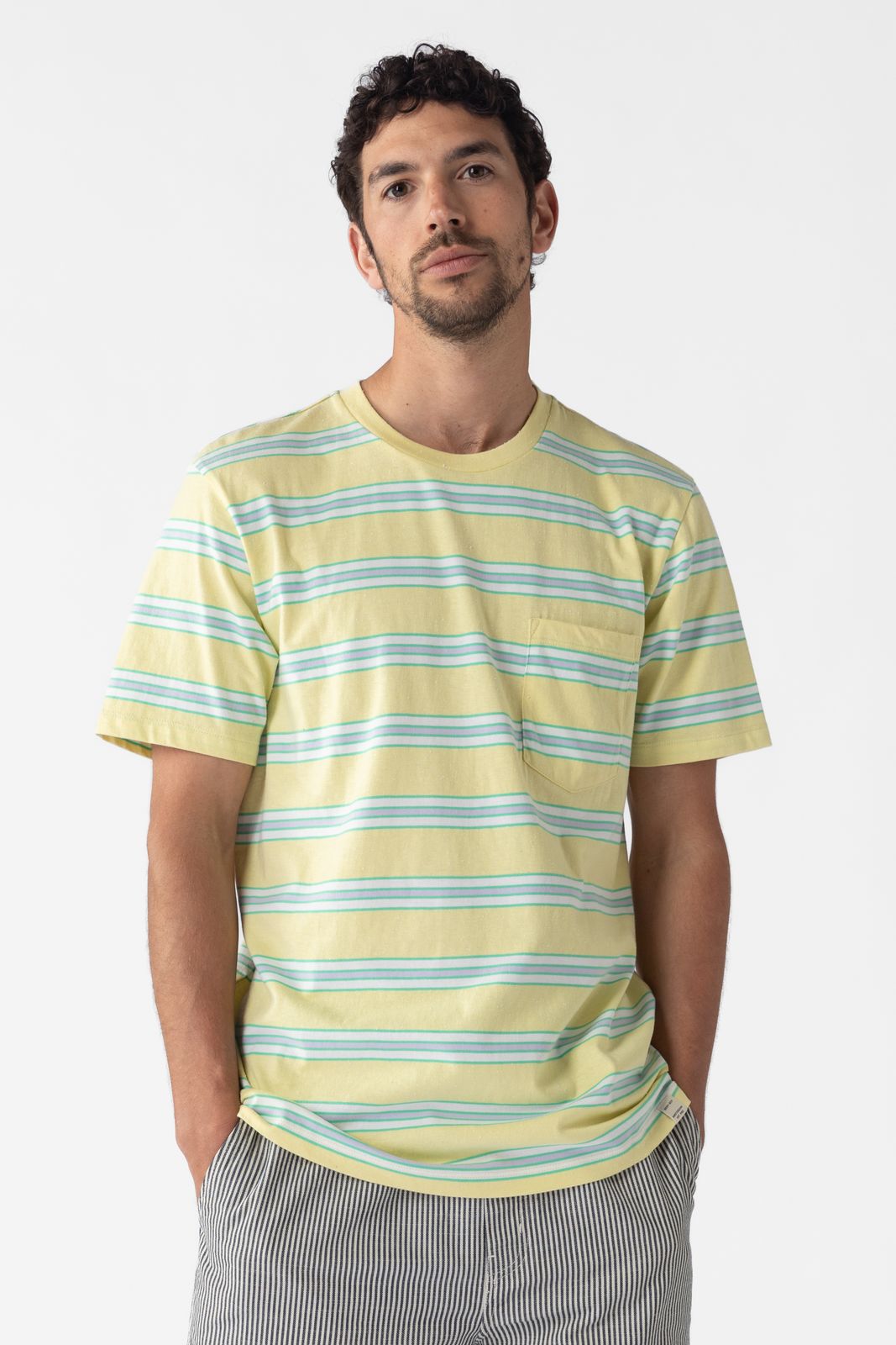 Lichtgeel gestreept T-shirt