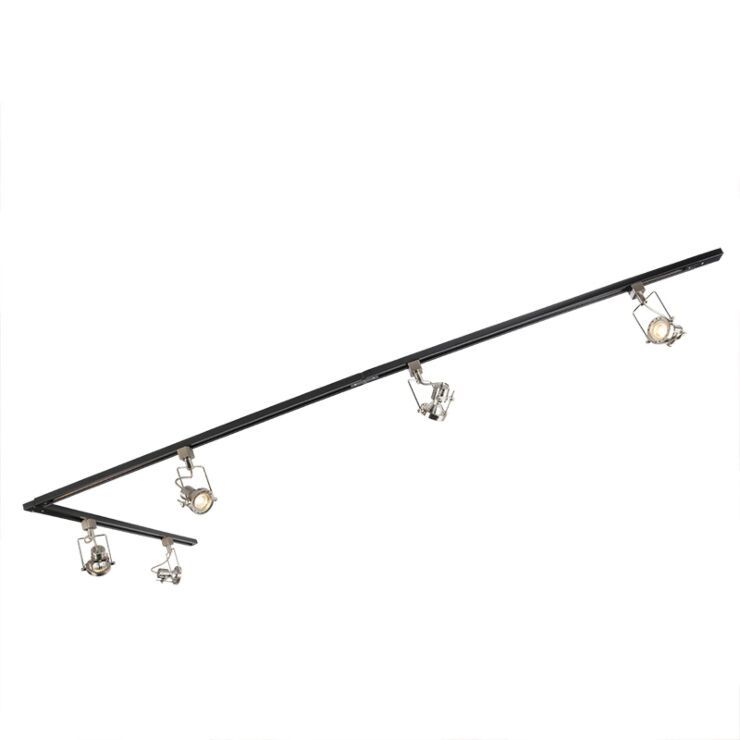 Smart 1-fase rail zwart met staal incl. 5 WiFi GU10 - Iconic Suplux