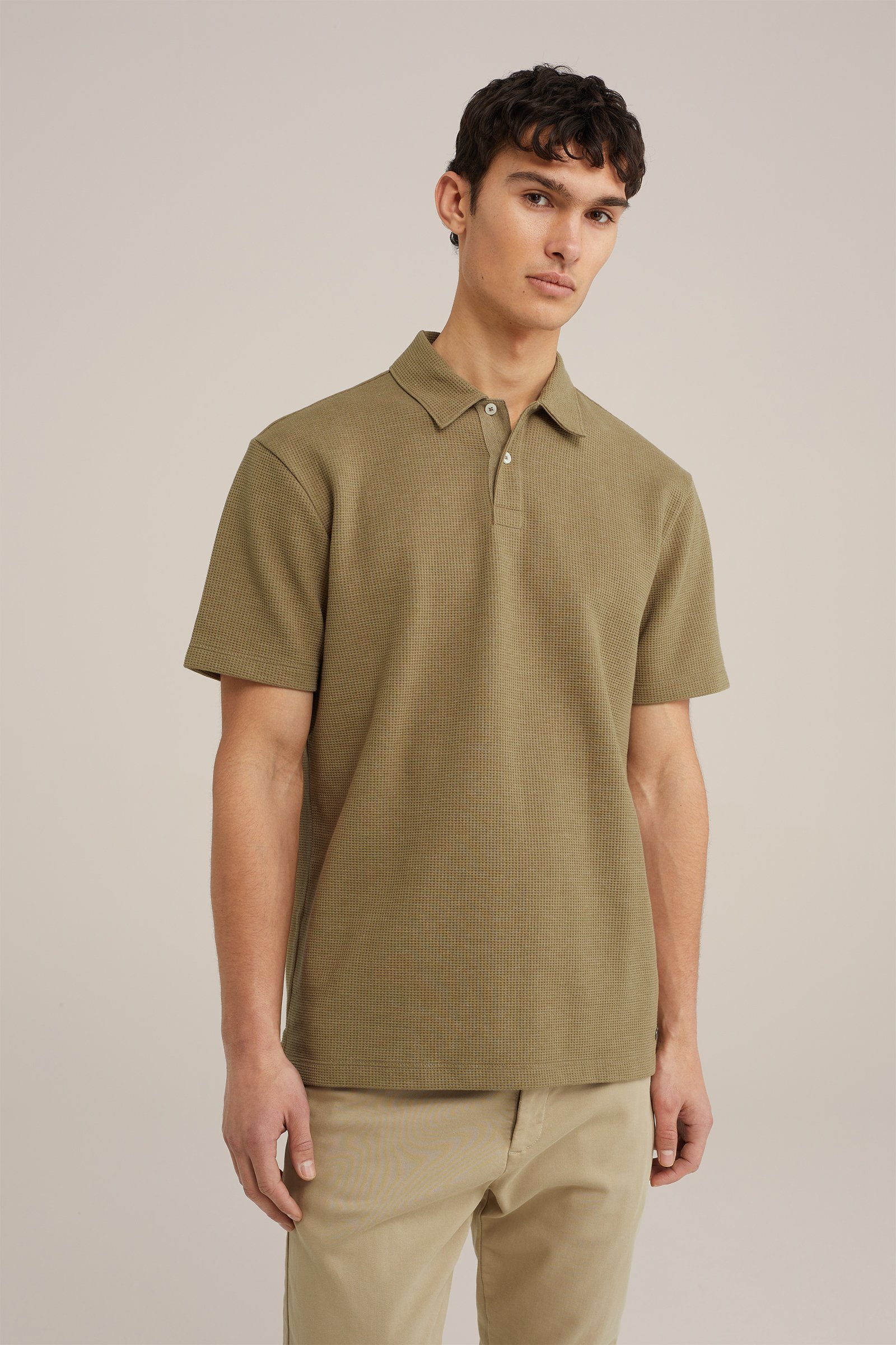 polo met structuur WE Fashion Legergroen