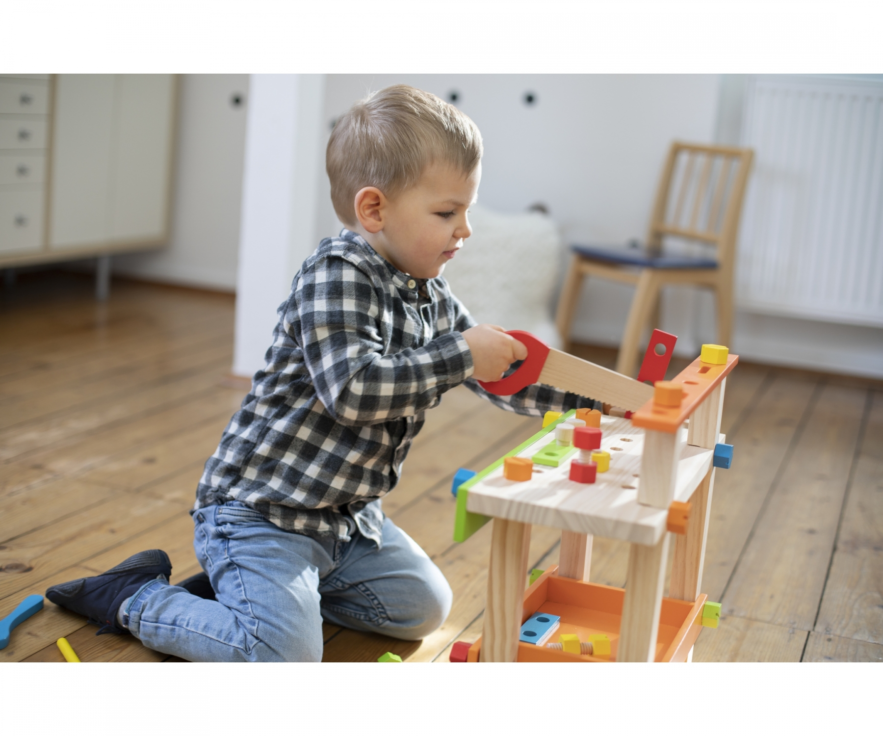 Kinder Holz Werkbank Lern Spielzeug Montessori Motorikspiel (100001844) - Bunt