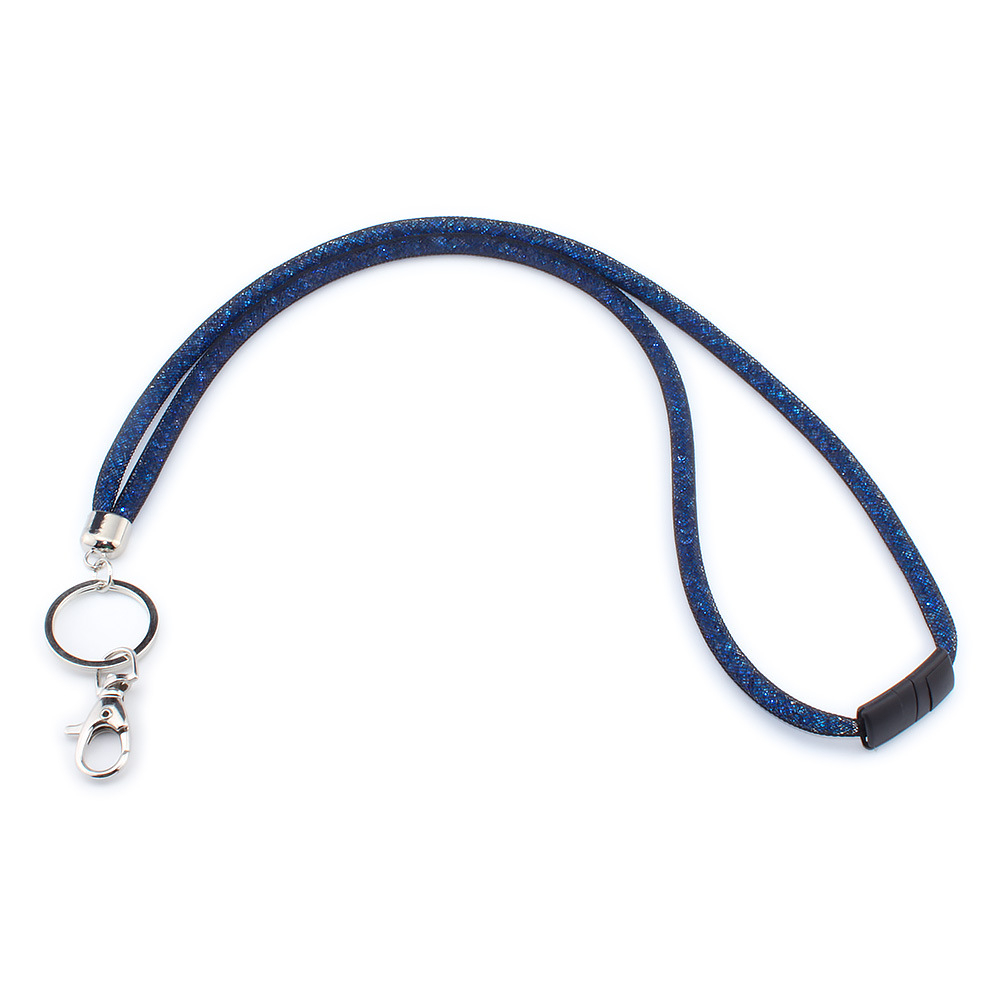 (80cm) Universal Necklace Handykette Umhängeband für Schutzhülle mit Glitzersteinen   1x Einlage - Dunkelblau