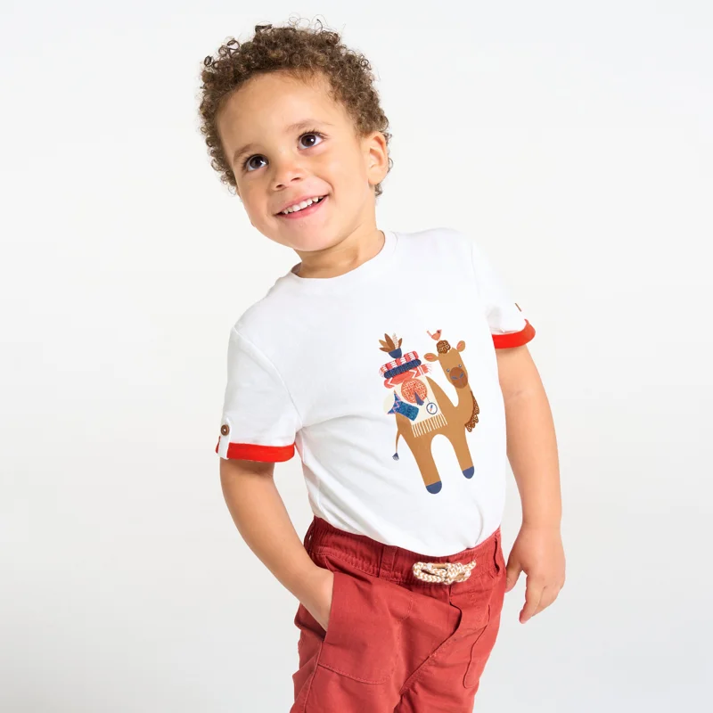 T-shirt dromadaire blanc bébé garçon Orange