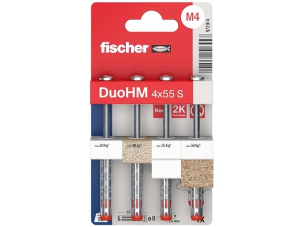 Fischer 572914 DuoHM 4x55 S PH TX Hulrumsrawplug 55 mm 4 stk