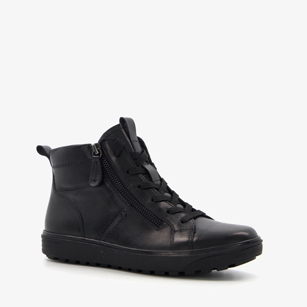 Tamaris Comfort hoge leren dames sneakers zwart