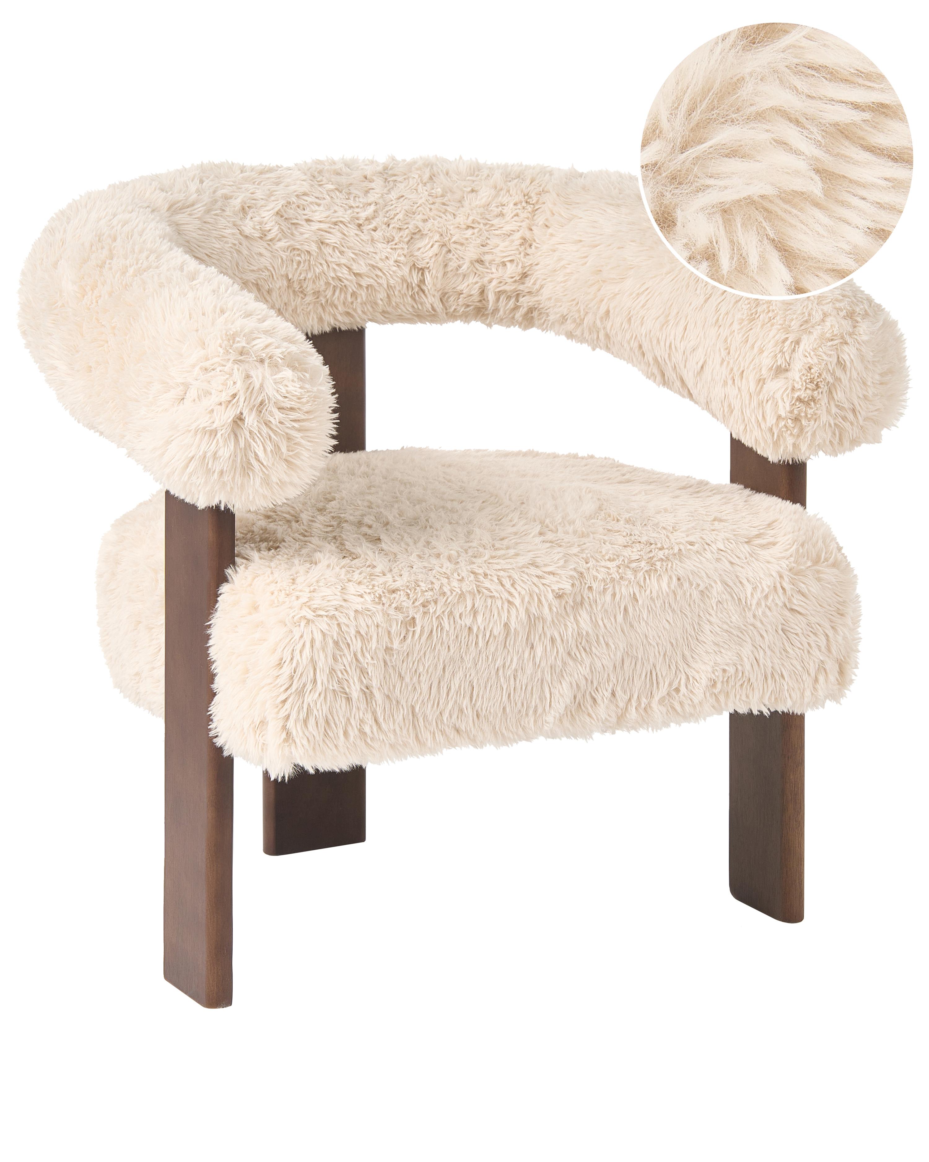 Fauteuil ILBRO Nepbont Gebroken wit/donkerbruin