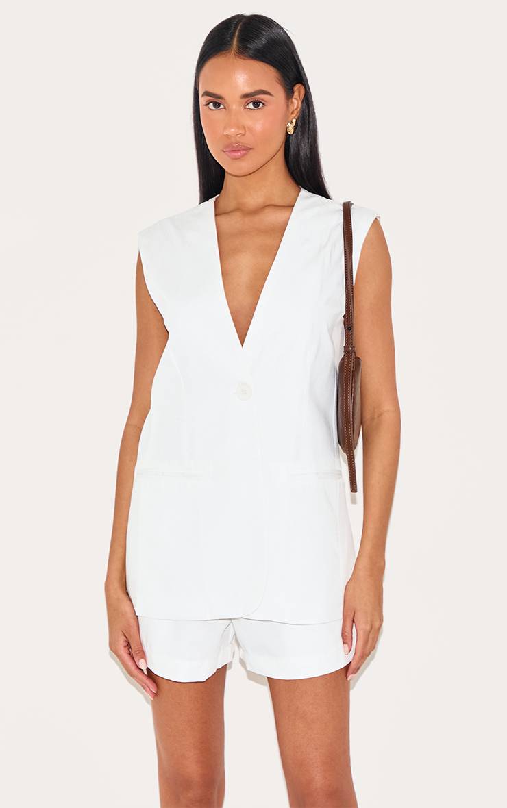 Crème Short Tissé Ajusté Premium
