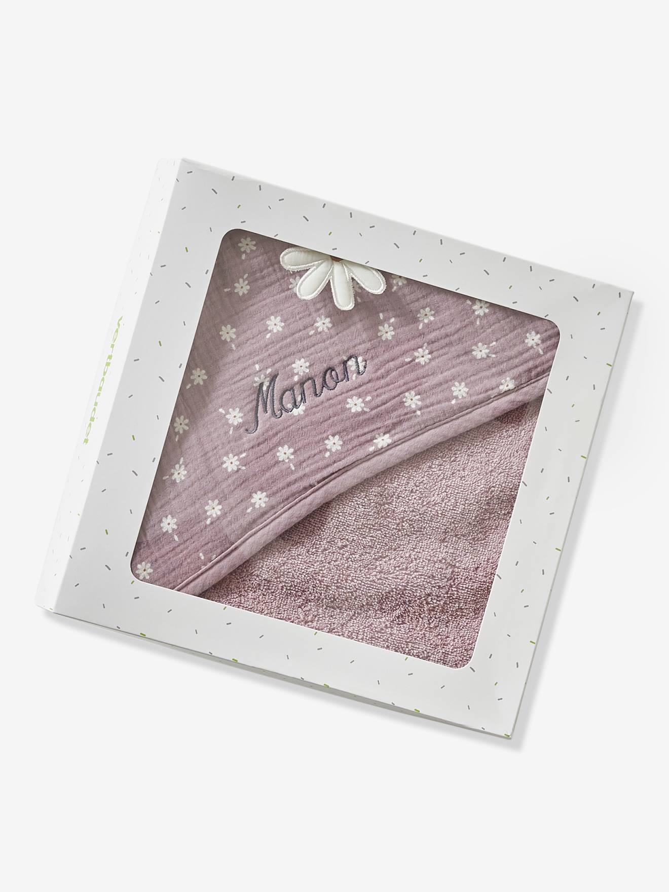 Capa de banho para bebê Sweet Provence personalizável, violeta médio, lisa com estampas.