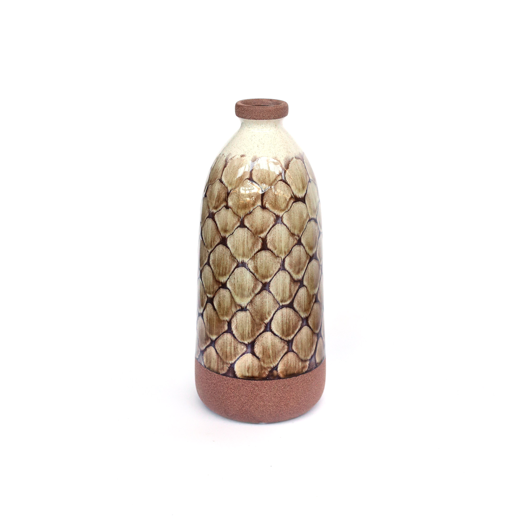 Keramikvase 'Peades', braun-weiß, H 35,5 cm, Ø 15,5 cm von fischer's lagerhaus