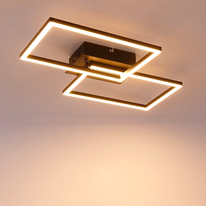 Plafondlamp vierkant zwart 3-staps dimbaar - Plazas Novo