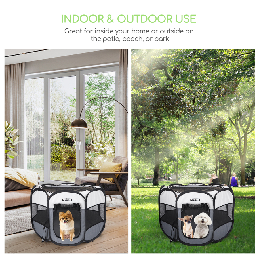 Nobleza - Cercado dobrável para cães, cercado portátil para cães, cercado impermeável em tecido Oxford, gaiola octogonal para filhotes, gatos, cães e coelhos, 125x125x58cm