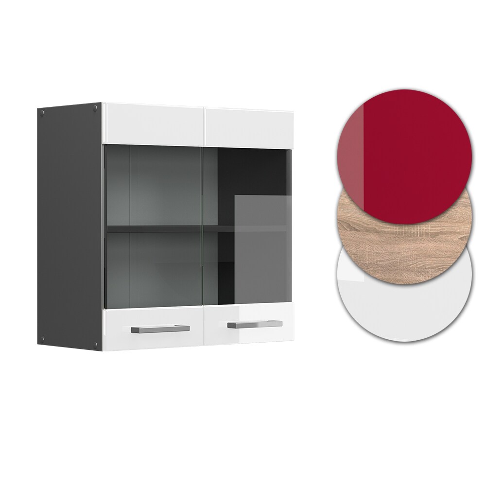 Vicco Hängeglasschrank Küchenschrank Küchenzeile R-Line 60 cm Anthrazit Weiß Tür Fächer