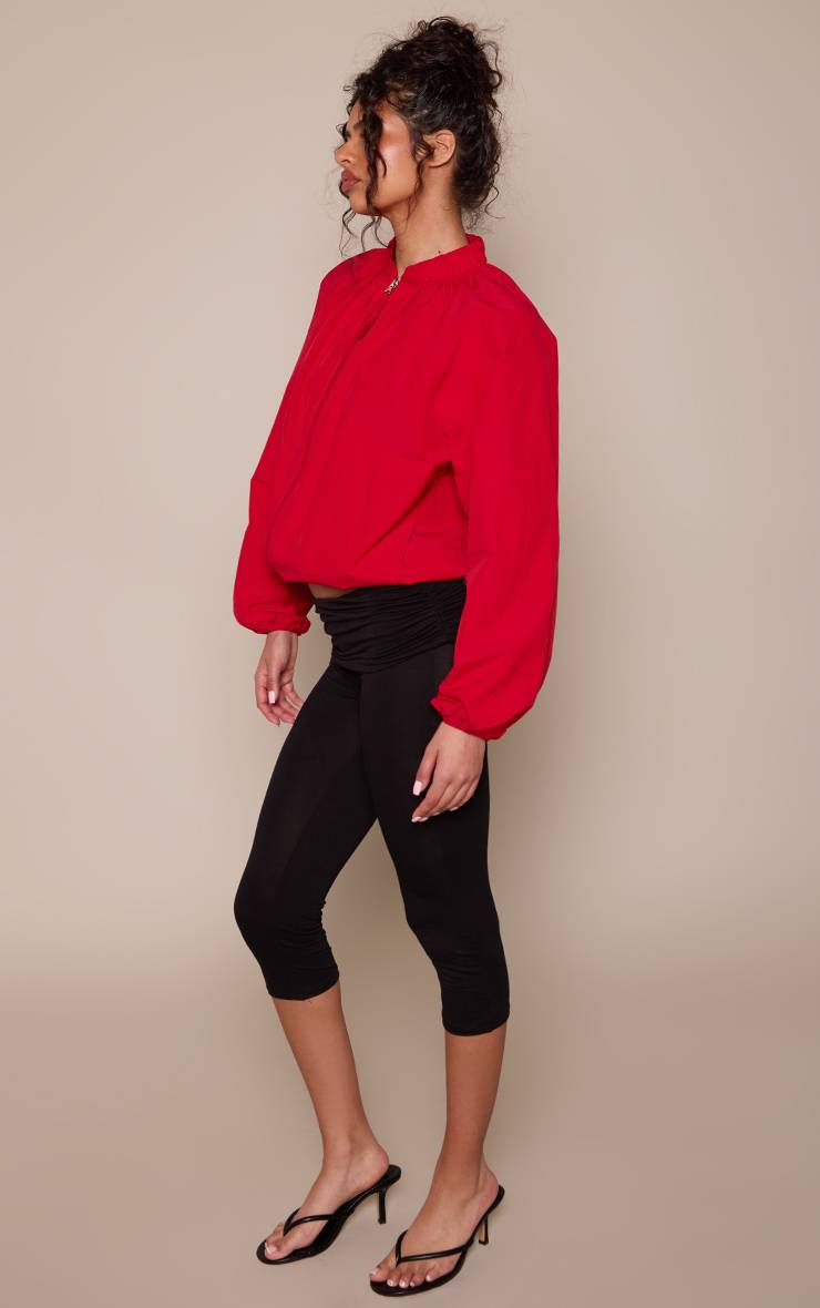 Noir Capri En Jersey À Taille Repliable