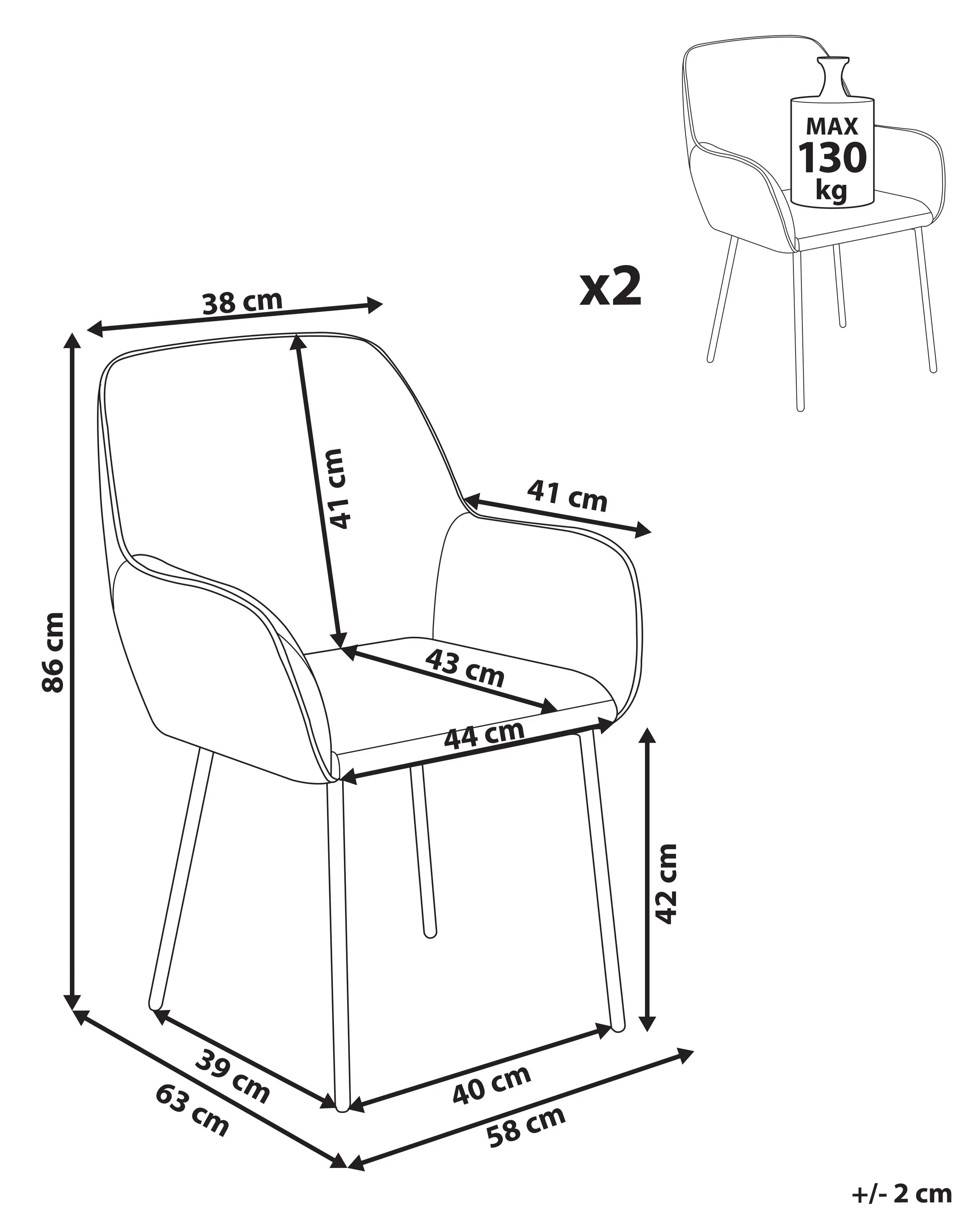 Set van 2 eetkamerstoelen ALDEN Bouclé Donkergroen
