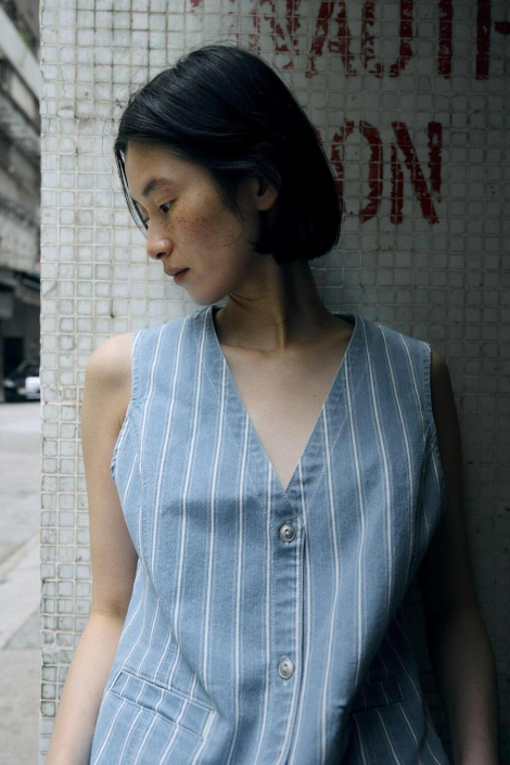 Object blauwe dames gilet