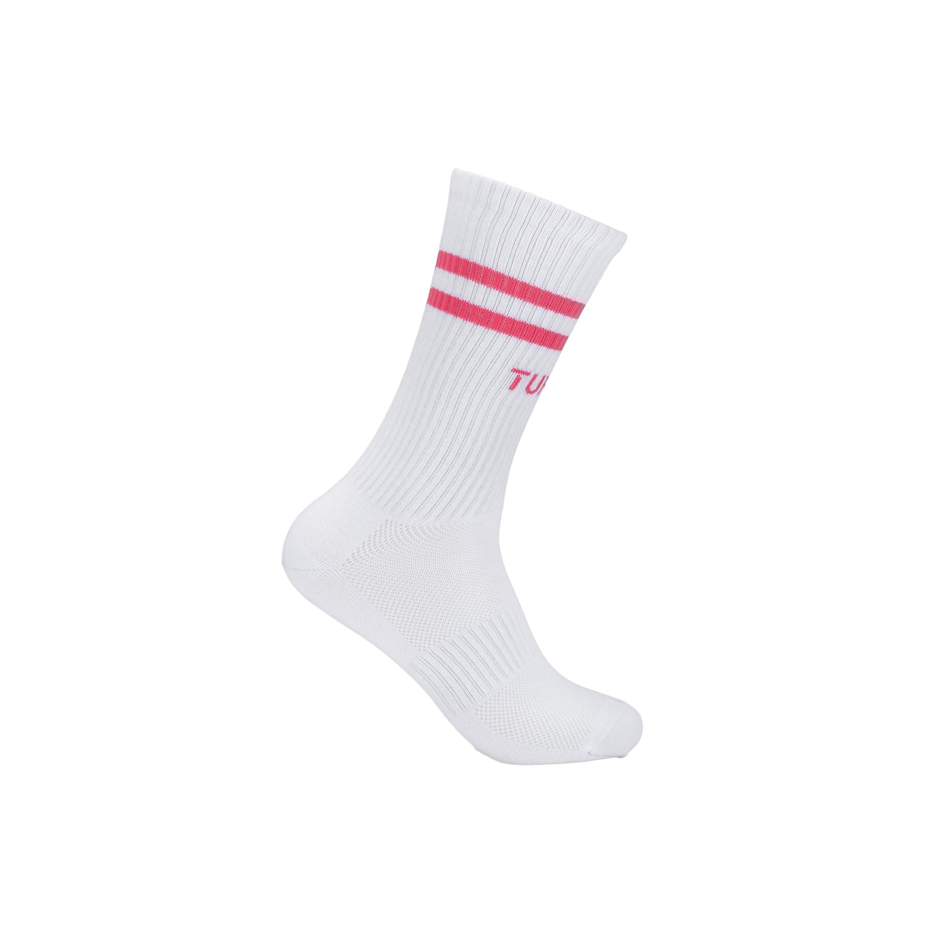 Tufte Ribbed Crew Sock White/Pink Lemonade