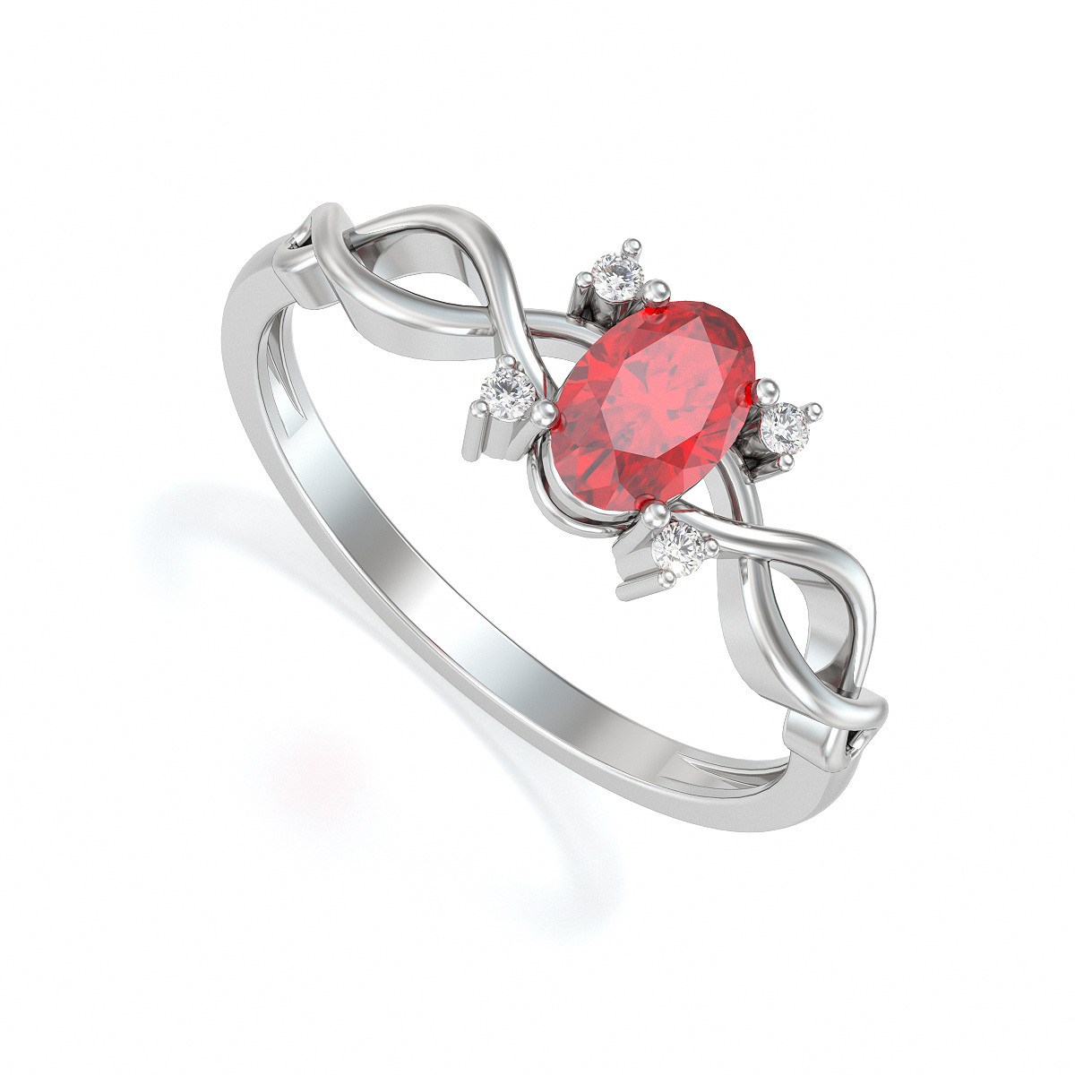 Bague Rubis et diamants sur Argent 925 1.85grs