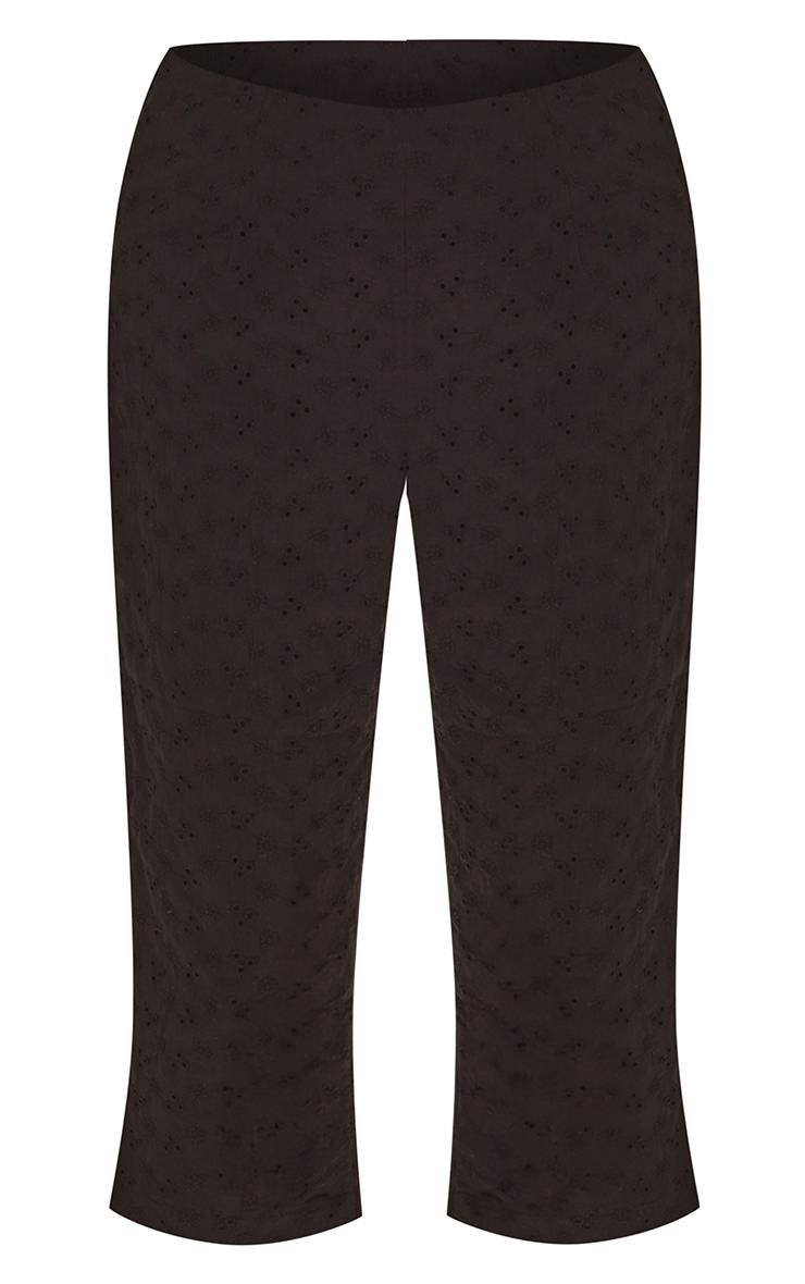 Noir Pantacourt En Coton Broderie Anglaise