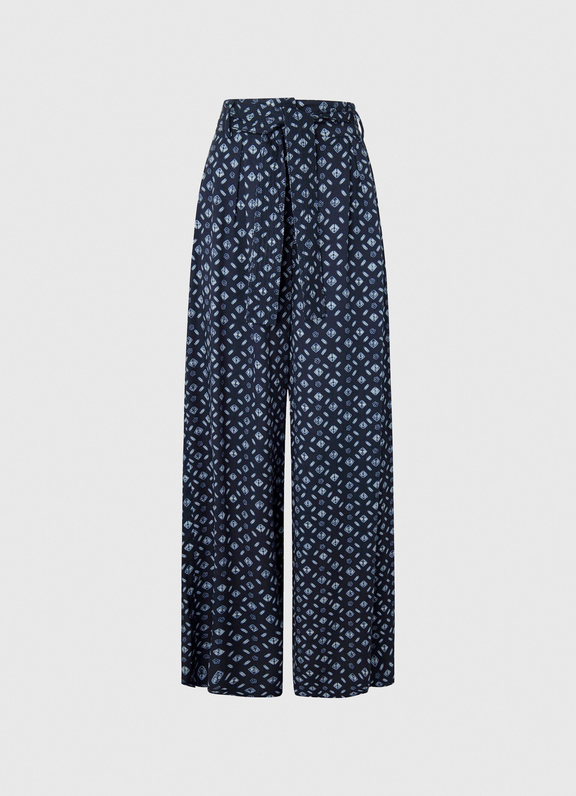 CALÇA ESTAMPADA DE PERNA LARGA - multicolorida