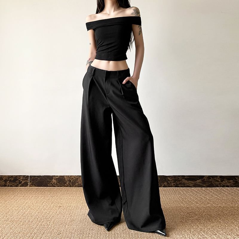 Sosana - Hoge taille, losse, wijde broek