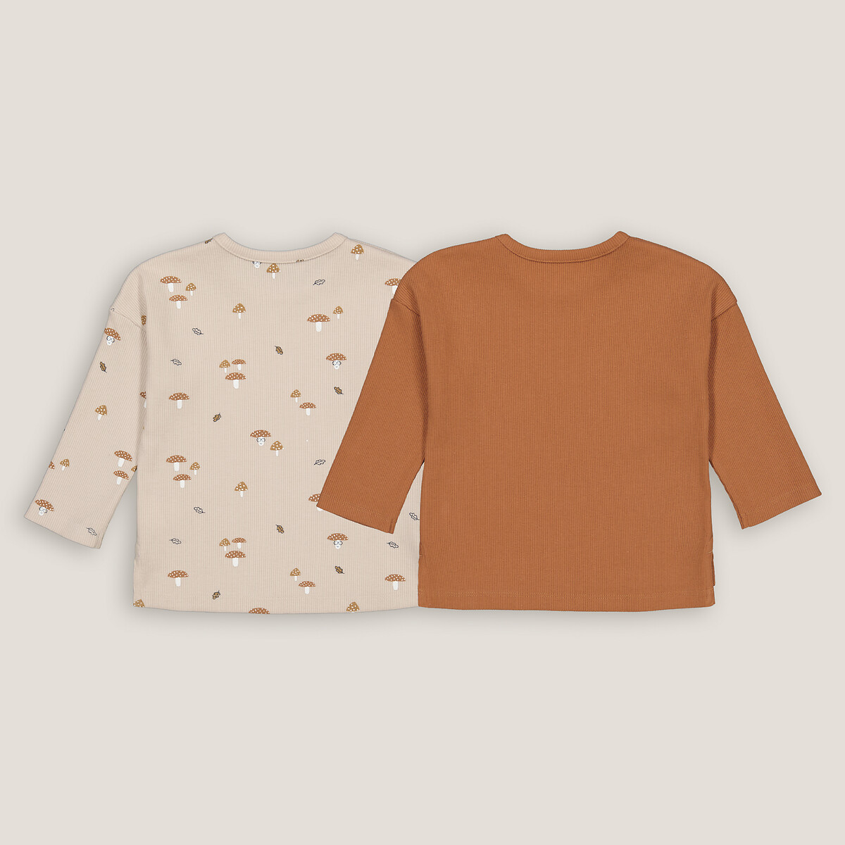 COLEÇÃO LA REDOUTE<br>Conjunto de 2 camisetas de manga comprida com estampa de cogumelos