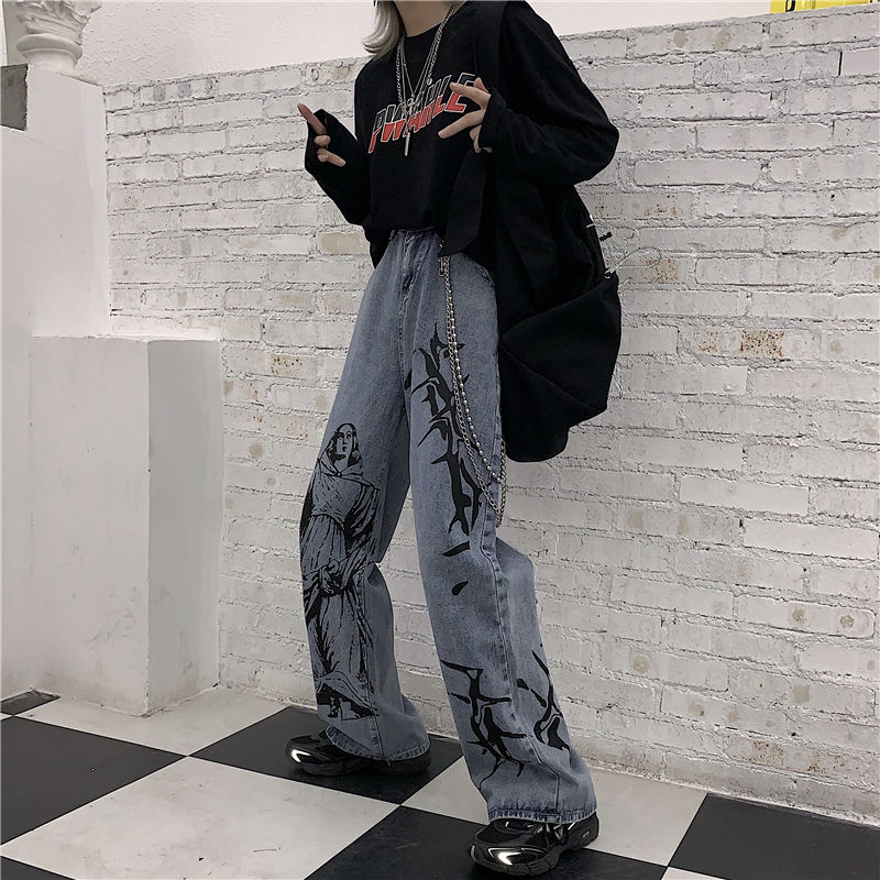 Banash - Bedrukte rechte jeans