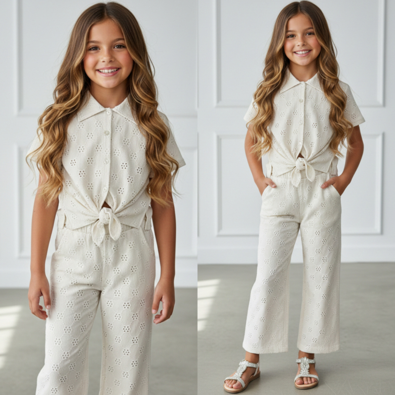 Summer knot girls set - beige