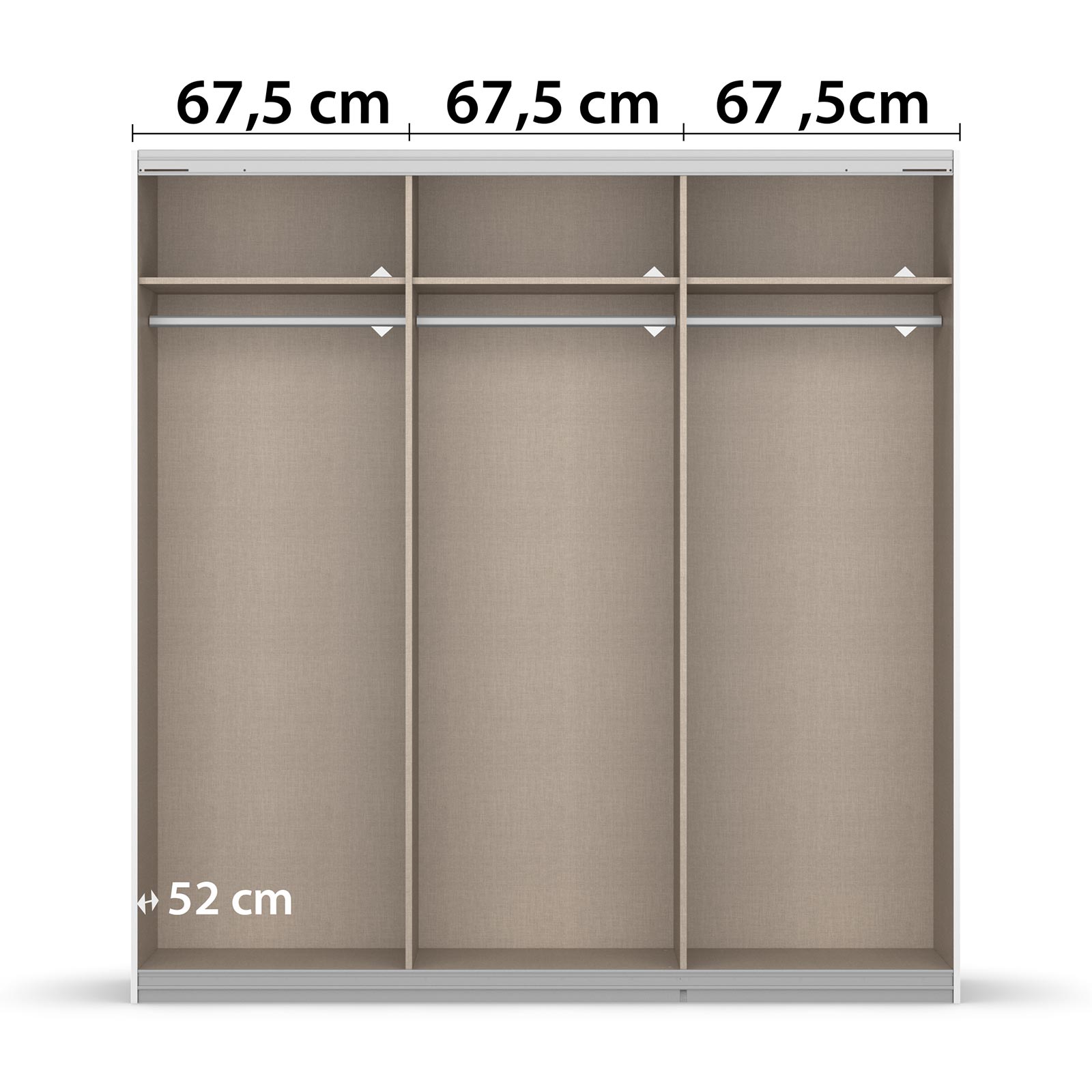 Schwebetürenschrank - grau metallic - Eiche Artisan - mit Spiegel - 203x210 cm
