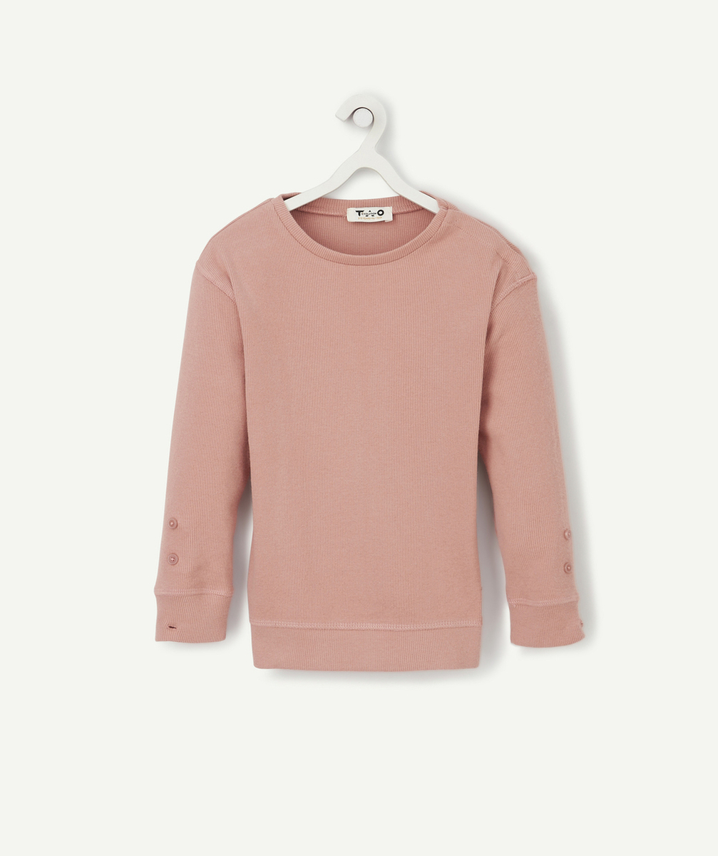 LE T-SHIRT ÉVOLUTIF CÔTELÉ VIEUX ROSE EN COTON PIMA