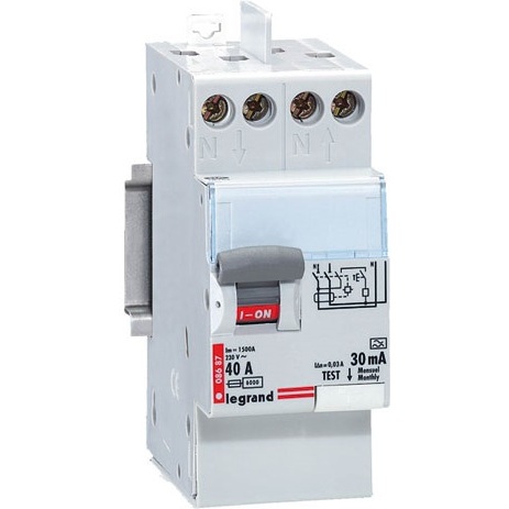 Interrupteur différentiel bipolaire - type A - 30 mA - 40 A- 2 modules - ar