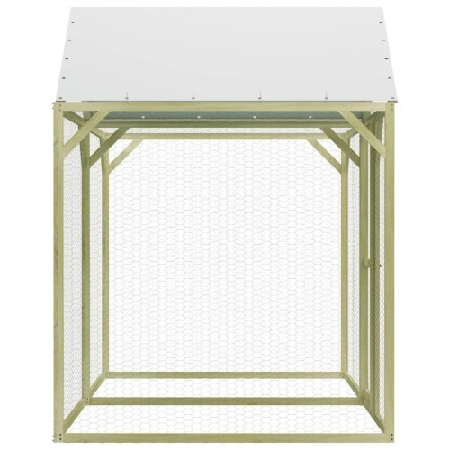 Galinheiro de madeira com toldo prateado/verde