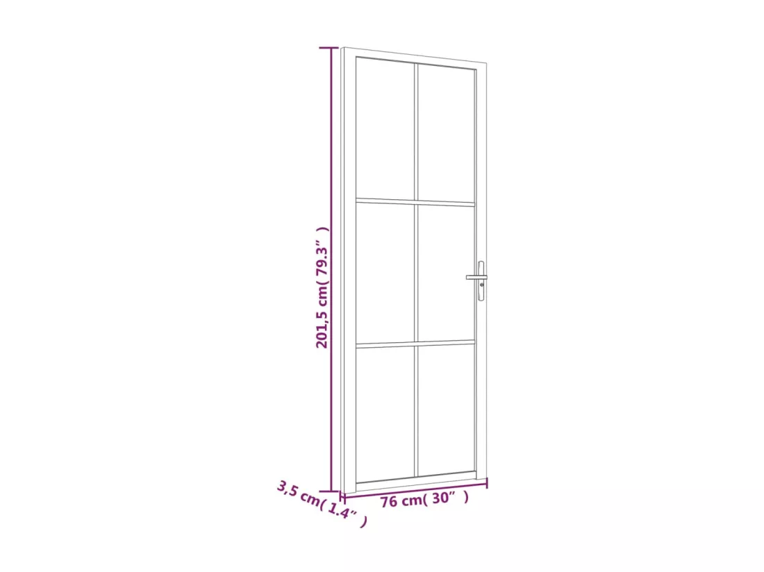 Porte intérieure 76x201,5 cm Blanc Verre mat et aluminium