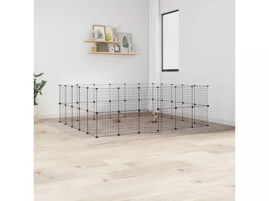 Cage animaux de compagnie à 44 panneaux et porte Noir 35x35 cm
