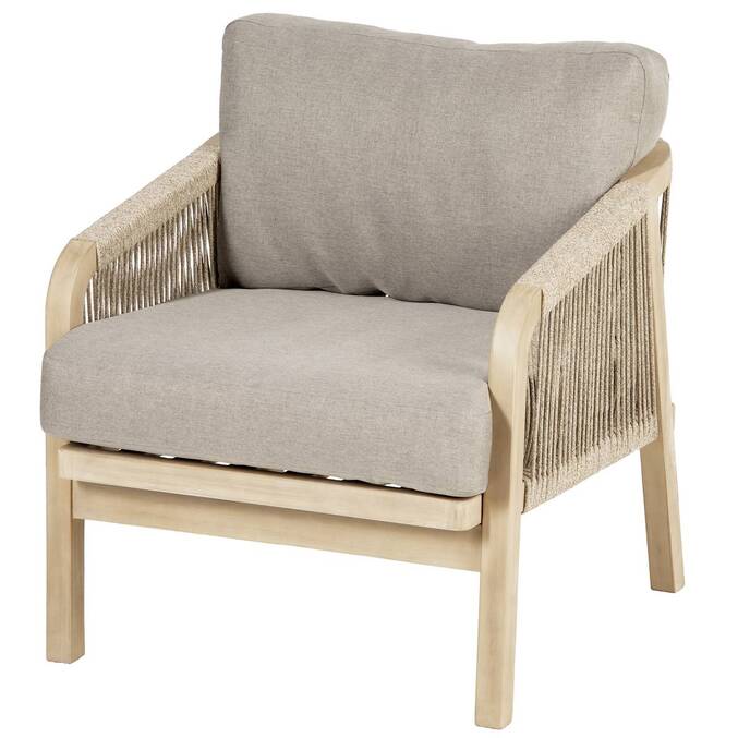 Fauteuil de salon de jardin PAPOUASIE Taupe & Acacia