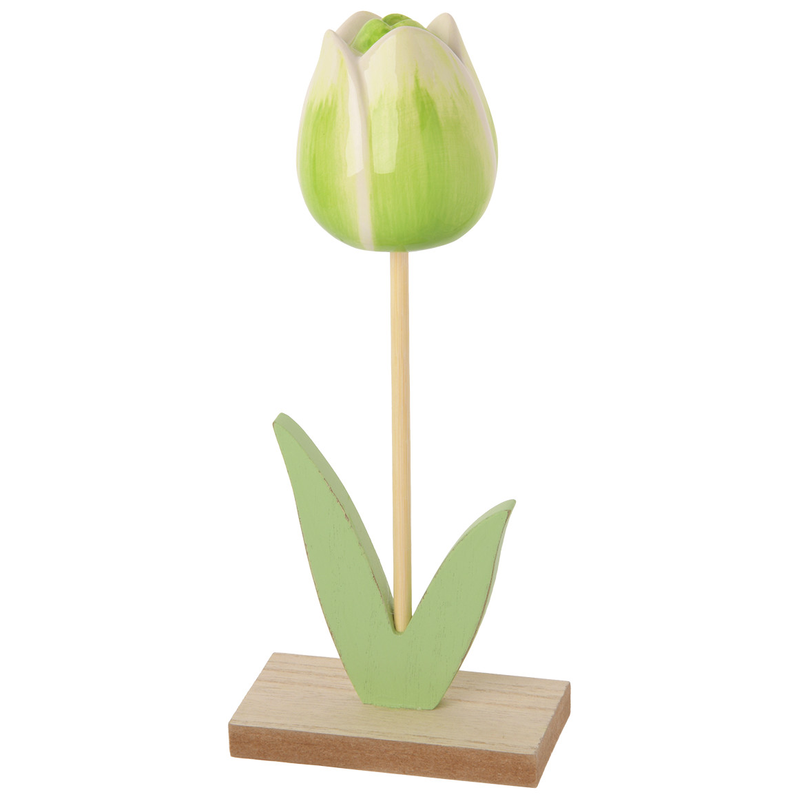 My Home Deko-Aufsteller Tulpe mit Keramik-Blüte grün / weiss