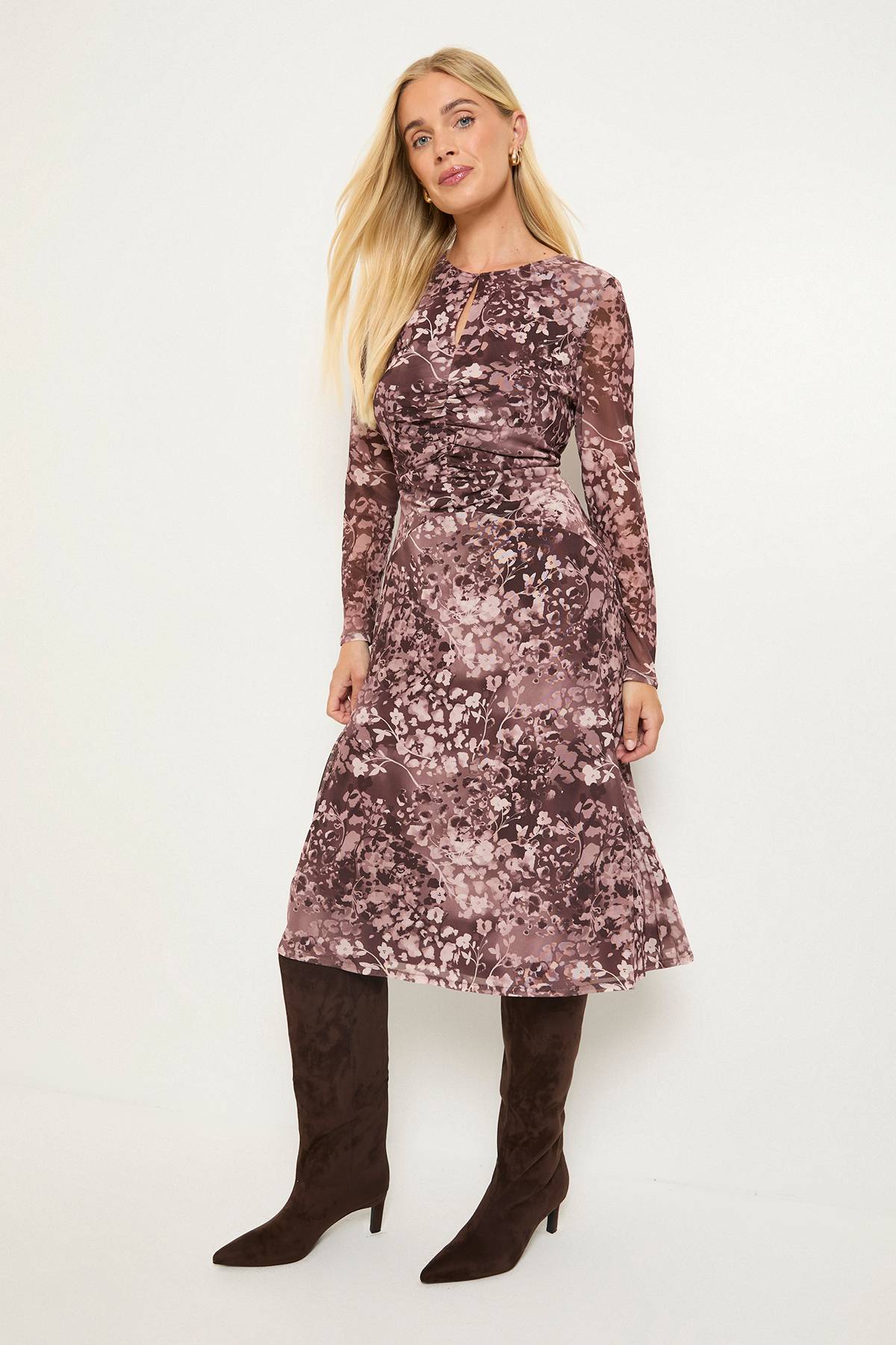Wallis Robe Midi Froncée En Mesh À Imprimé Animalier Mixte Petite