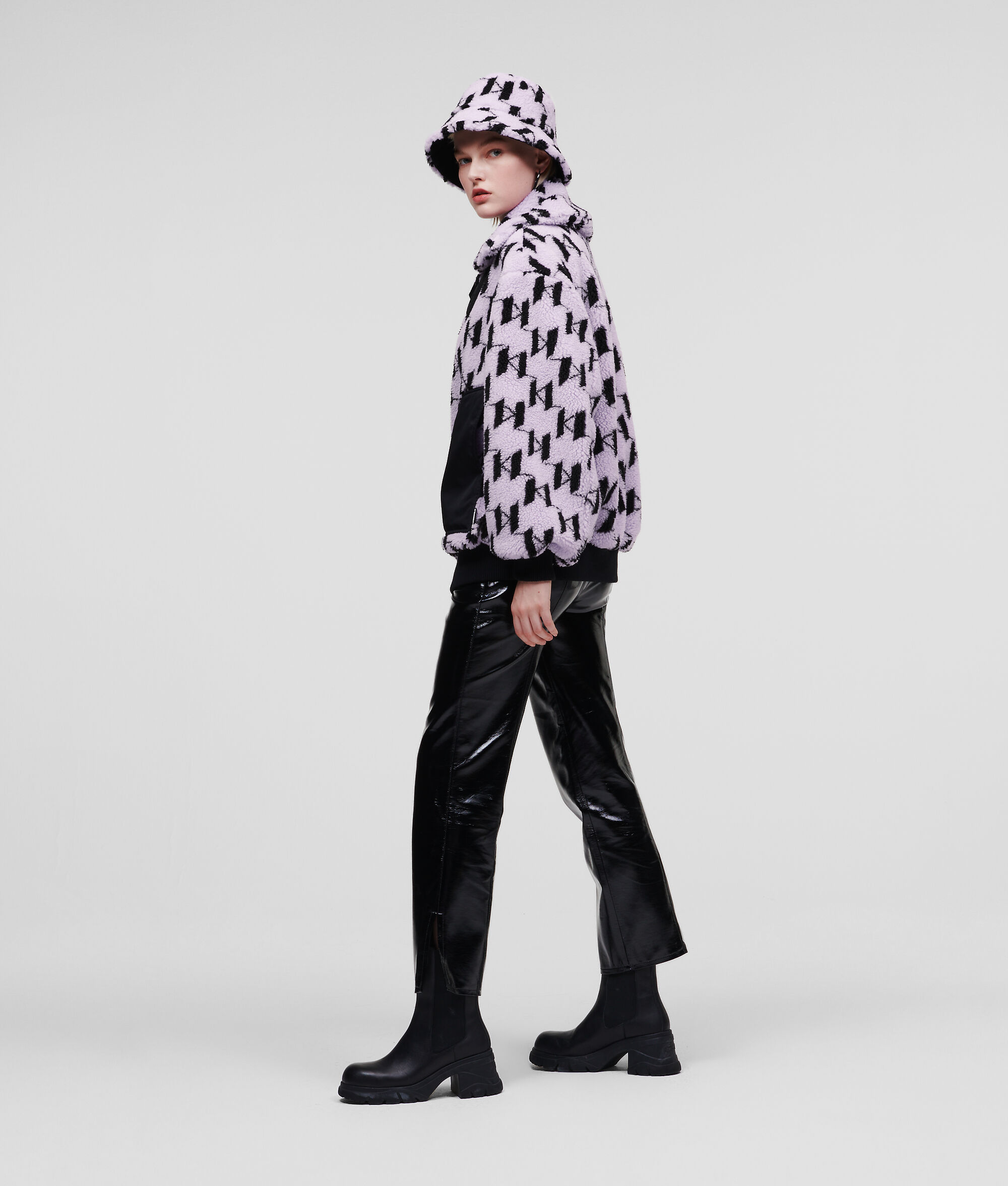 BLOUSON AVIATEUR KL MONOGRAM EN FAUSSE PEAU DE MOUTON