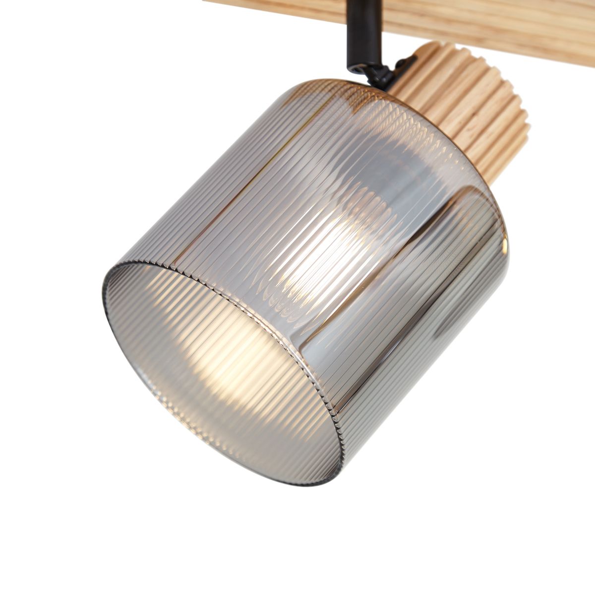 Moderne spot hout met smoke glas 3-lichts draai- en kantelbaar - Gracy