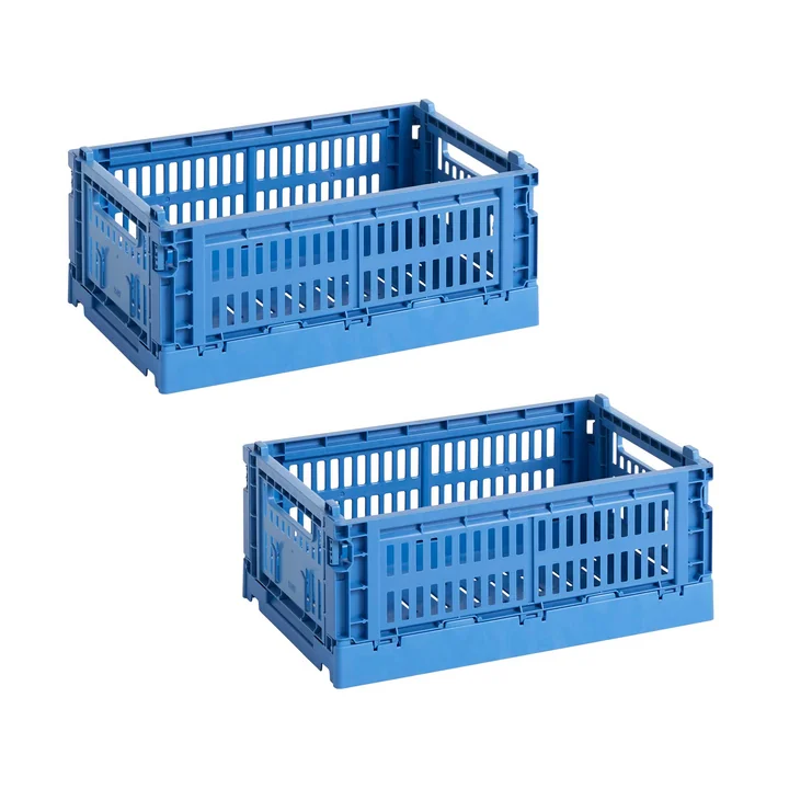 HAY - Colour Crate Korb S, 26,5 x 17 cm, electric blue, recycled (2er Set)