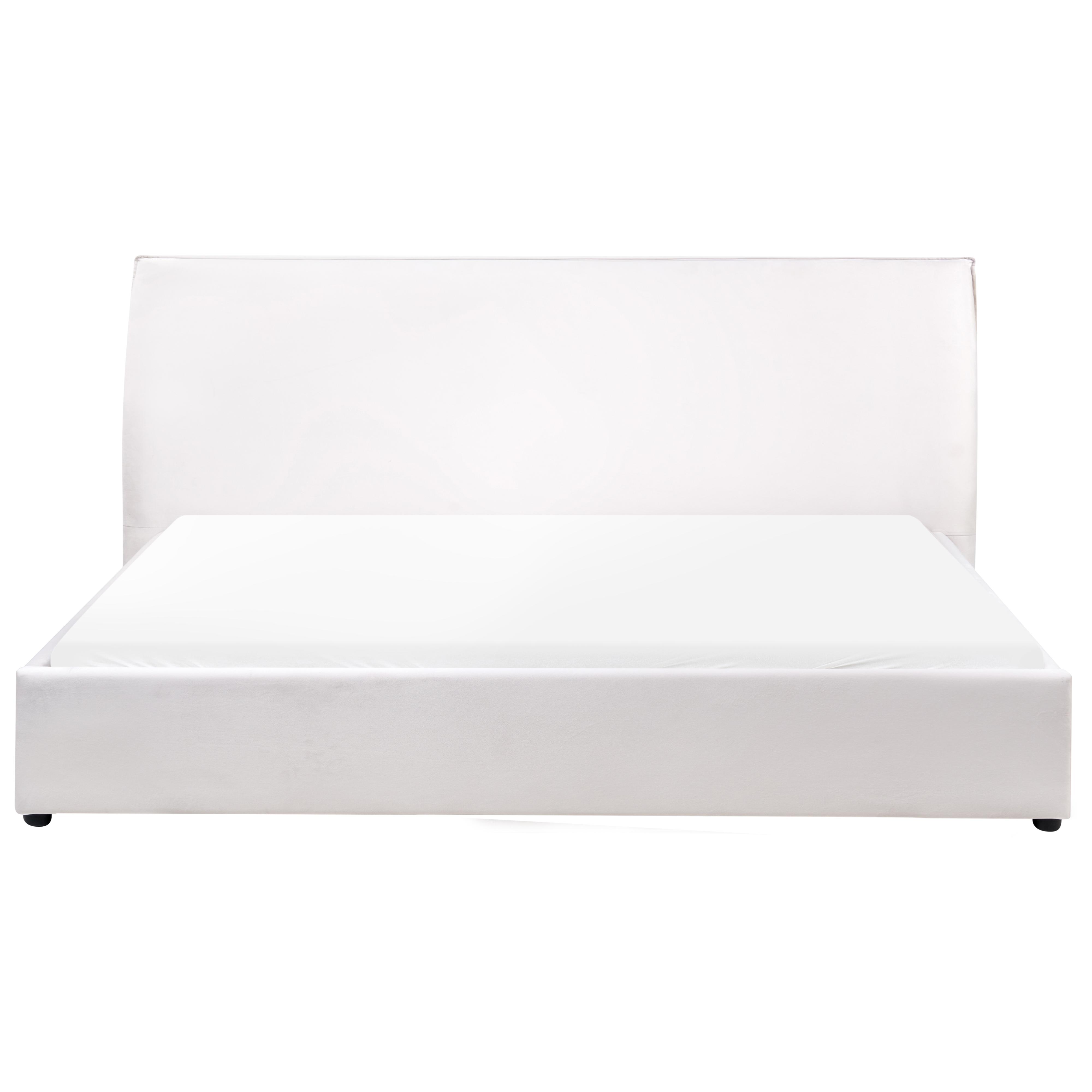 Bed Fluweel LAVAUR 180 x 200 cm Gebroken wit