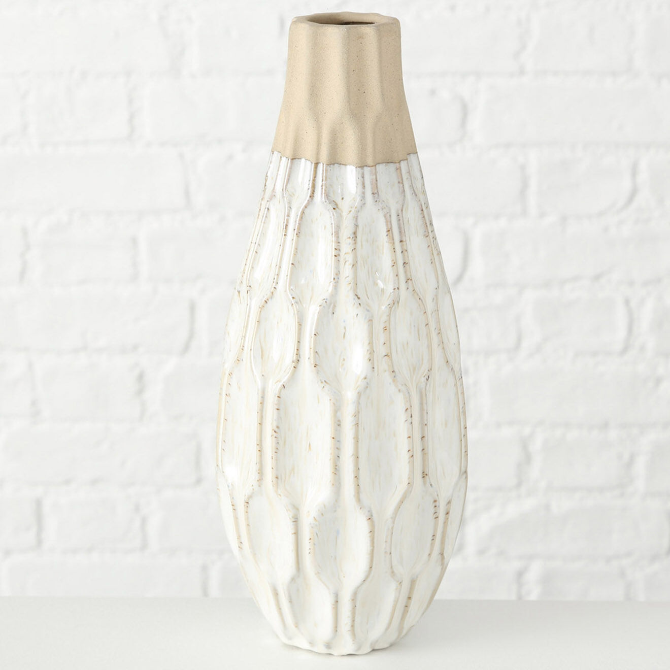 Boltze Vase Malia blanc - D.13x35 cm