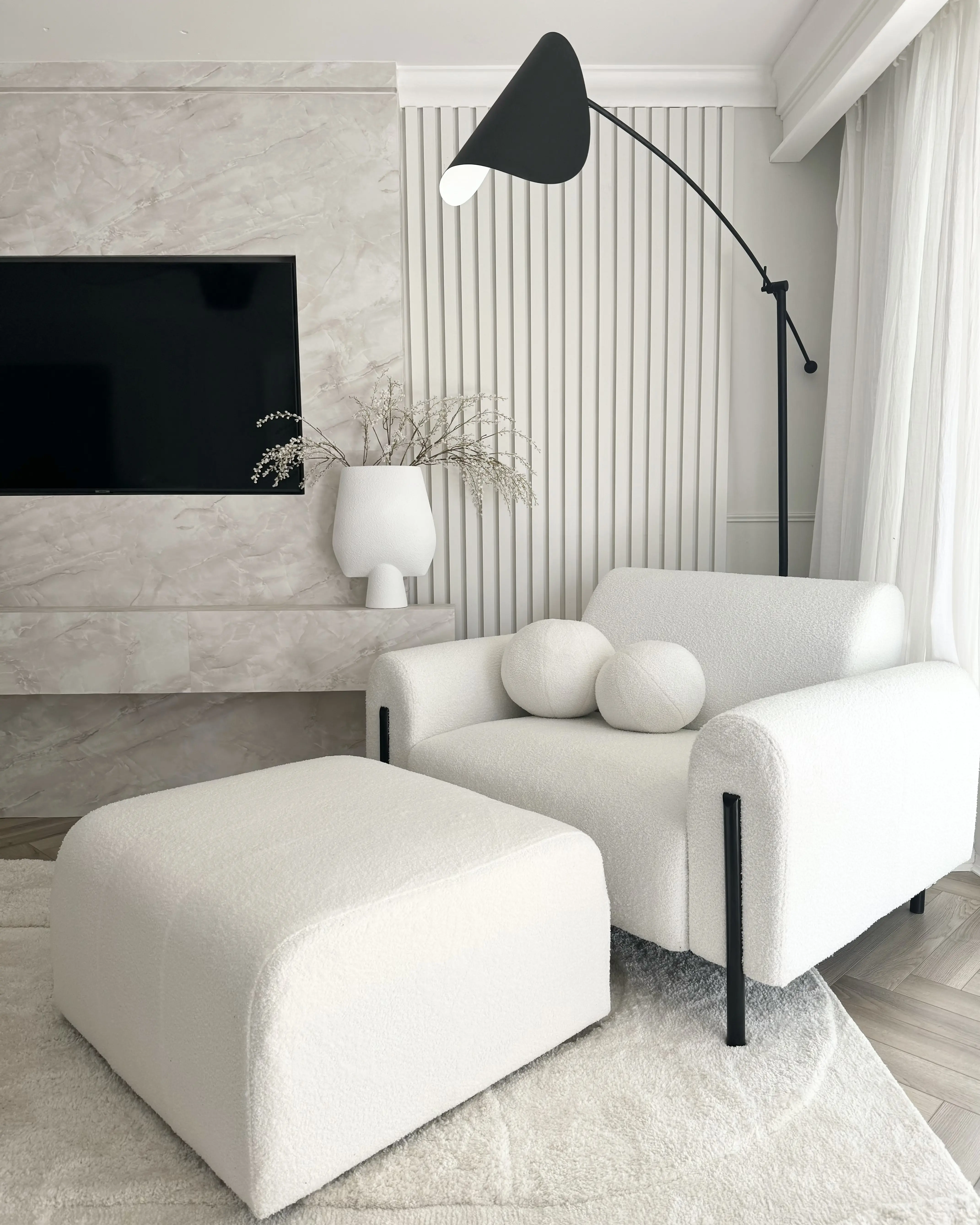 Fauteuil ASKIM Bouclé Wit